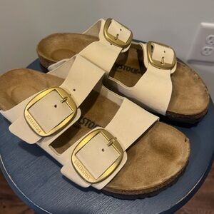 Birkenstock Arizona Sandals with Gold Buckles